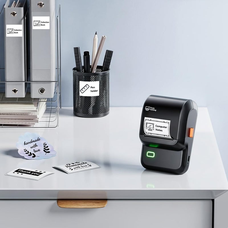 Ponek Label Maker Machine with Tape, M100 Address Barcode Label Printer, Versatile App 4000 Icons and 300 Fonts, Industrial Label Makers for Small Business, Office, Home, School, Black - Image 3